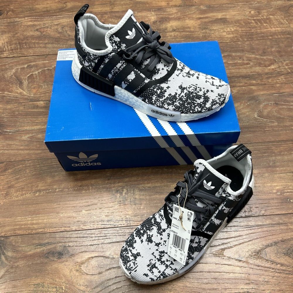 New Adidas NMD_R1 Grey Digi‎ Camo NMD R1 Black White IE9613 Womens 10 Shoes